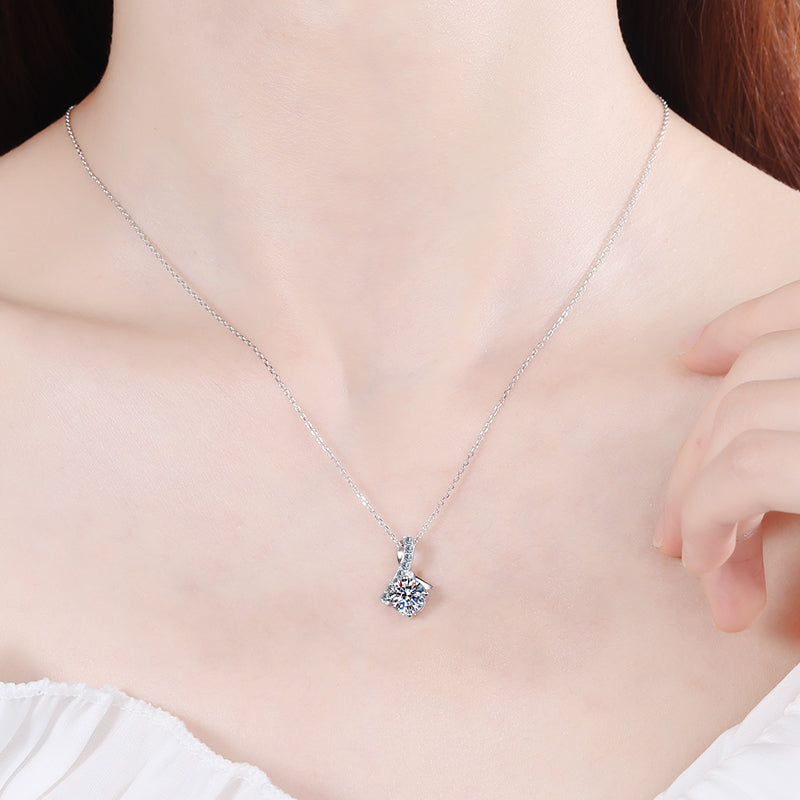 925 Sterling Silver Round Cut CZ Pendant Necklace 5