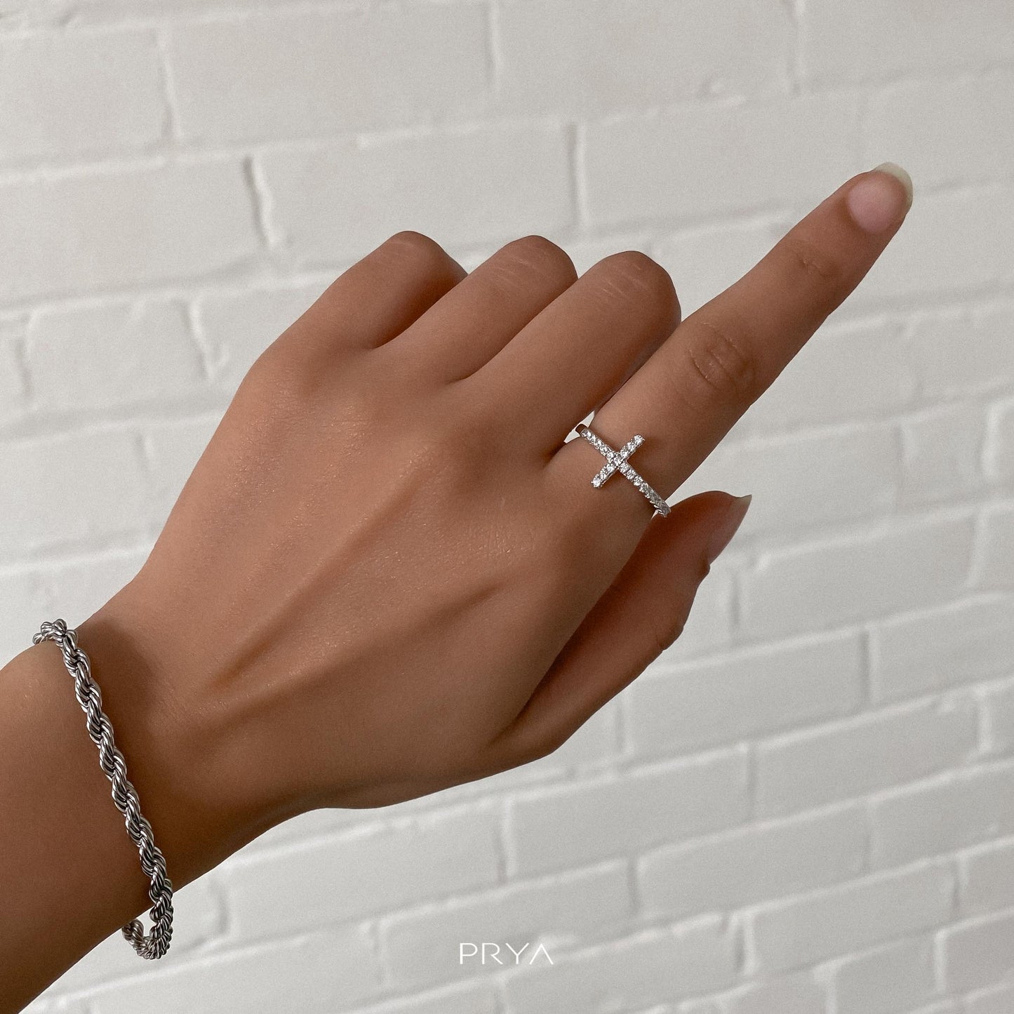 925 Sterling Silver Horizontal Cross Ring 6