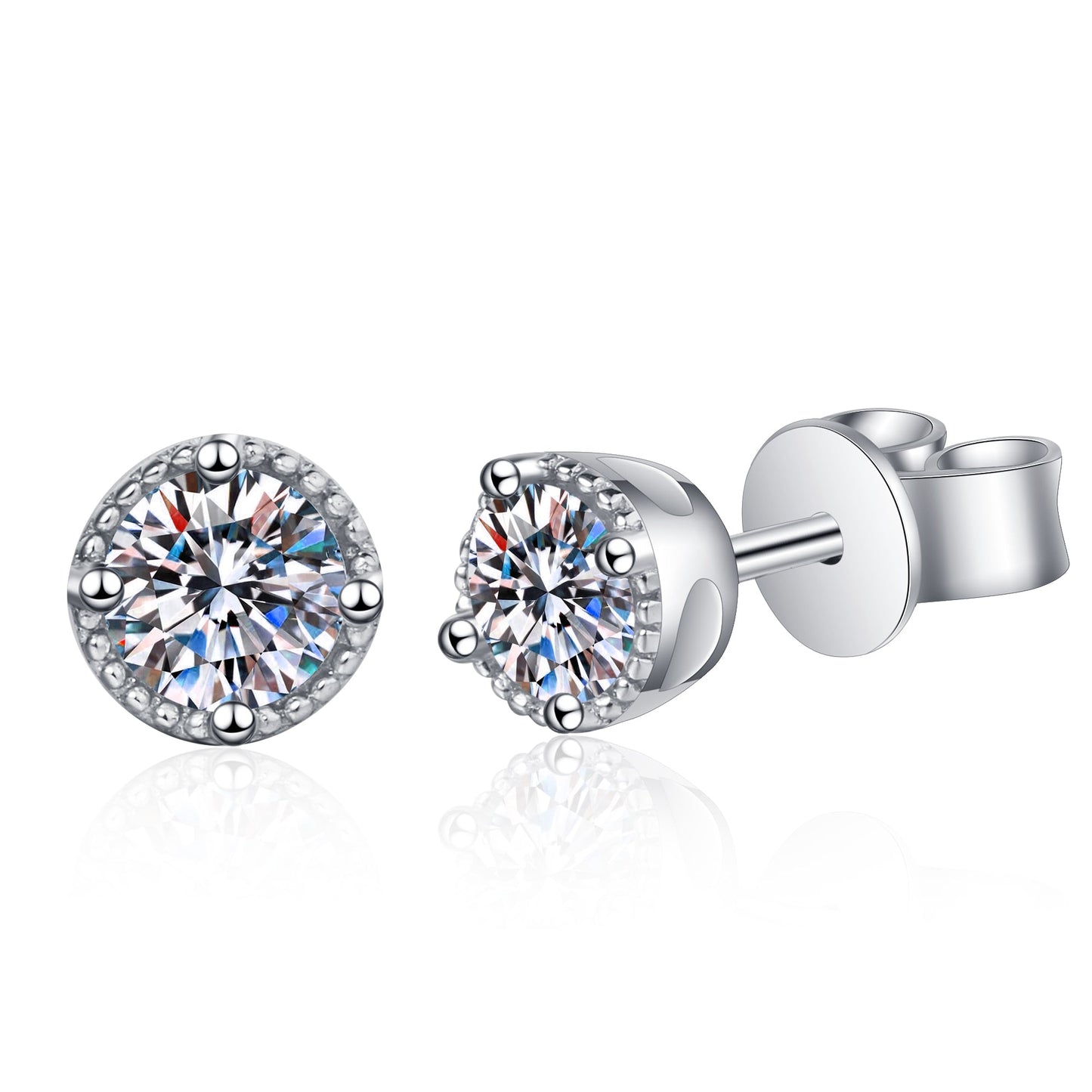 925 Sterling Silver Round Cut CZ Stud Earrings 1