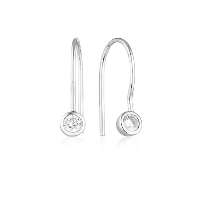 925 Sterling Silver Lucy Round Cut Cubic Zirconia Earrings 1