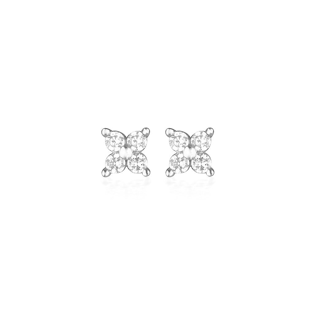 925 Sterling Silver Iris Round Cut Cubic Zirconia Earrings 1