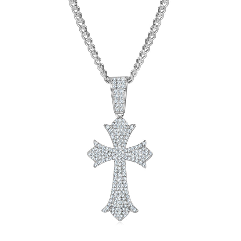 925 Sterling Silver Vintage Cross pendant + Side Chain 1