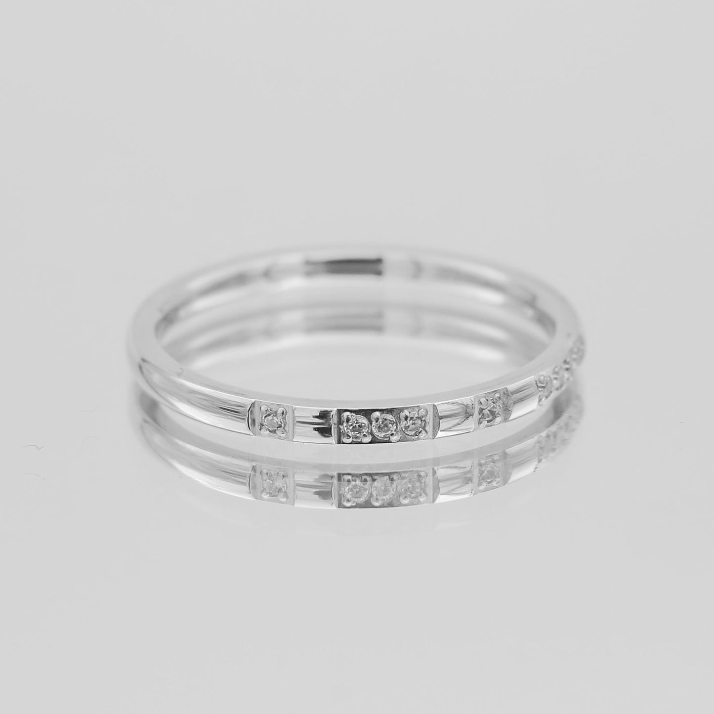 925 Sterling Silver Leila Thin CZ Band Ring 5