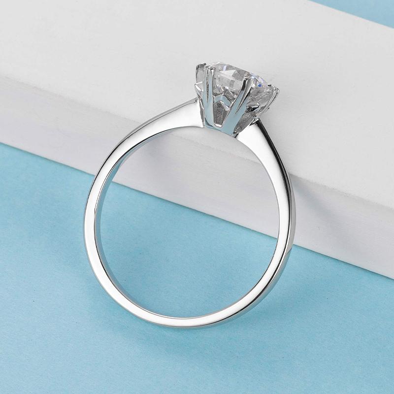 925 Sterling Silver Classic Round Cut CZ Solitaire Ring 5