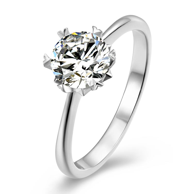 925 Sterling Silver Classic Round Cut CZ Solitaire Ring 1