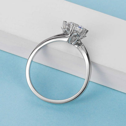 925 Sterling Silver Classic Round Cut CZ Solitaire Ring 6