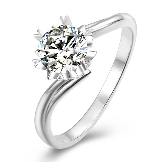 925 Sterling Silver Classic Round Cut CZ Solitaire Ring 1