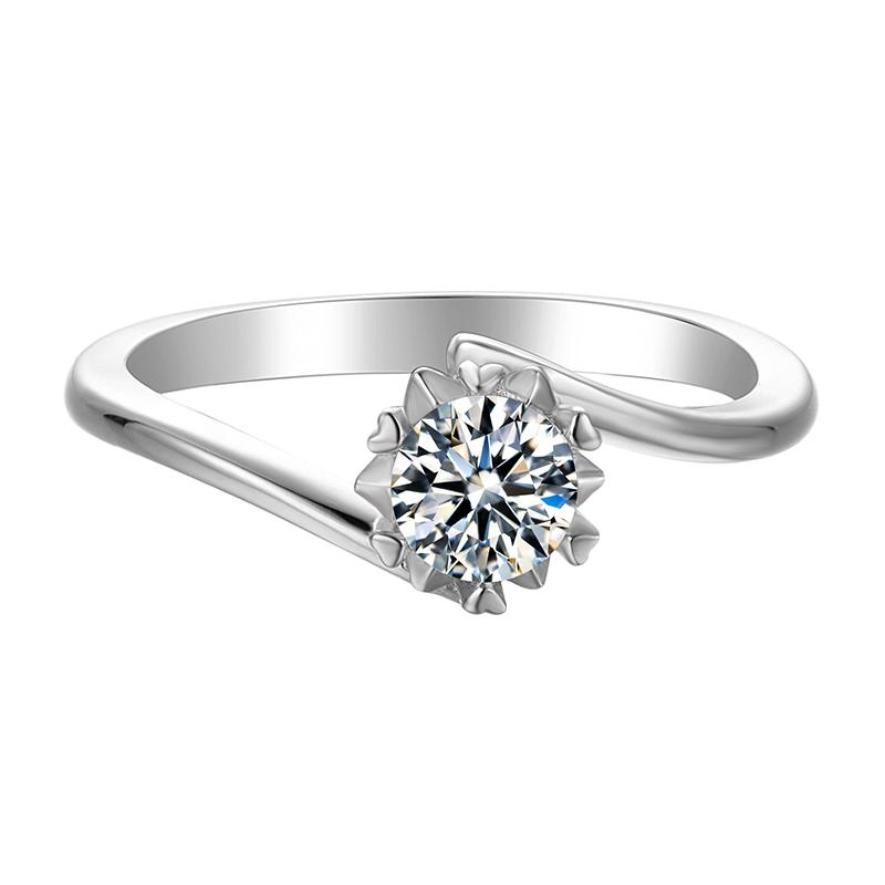 925 Sterling Silver Snowflake Round CZ Twisted Solitaire Ring 2