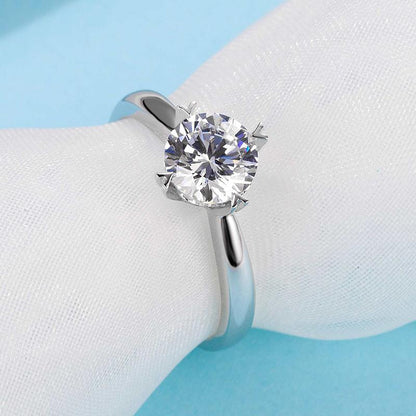 925 Sterling Silver  Classic Round Cut CZ Four Prong Solitaire Ring 4