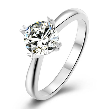 925 Sterling Silver  Classic Round Cut CZ Four Prong Solitaire Ring 3