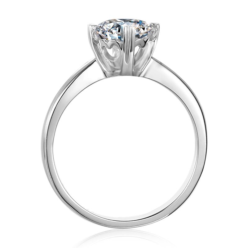 925 Sterling Silver  Classic Round Cut CZ Four Prong Solitaire Ring 2