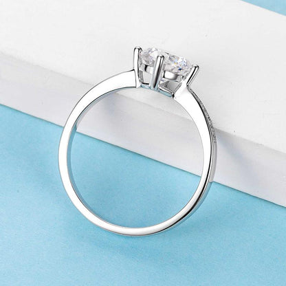 925 Sterling Silver  Classic Round Cut CZ Four Micro Setting Solitaire Ring 6