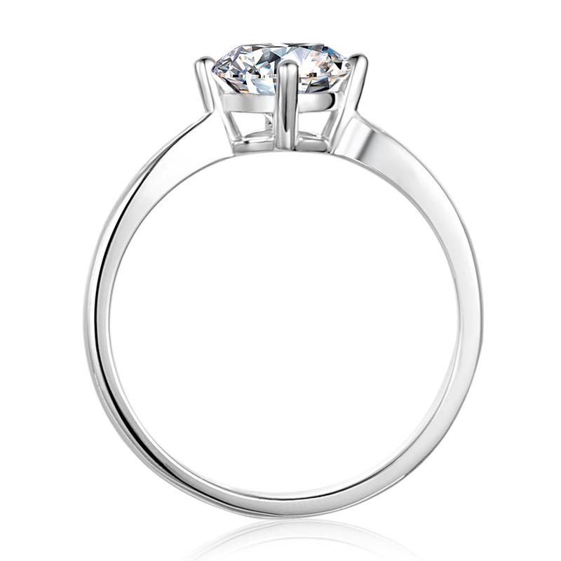 925 Sterling Silver  Classic Round Cut CZ Four Micro Setting Solitaire Ring 3