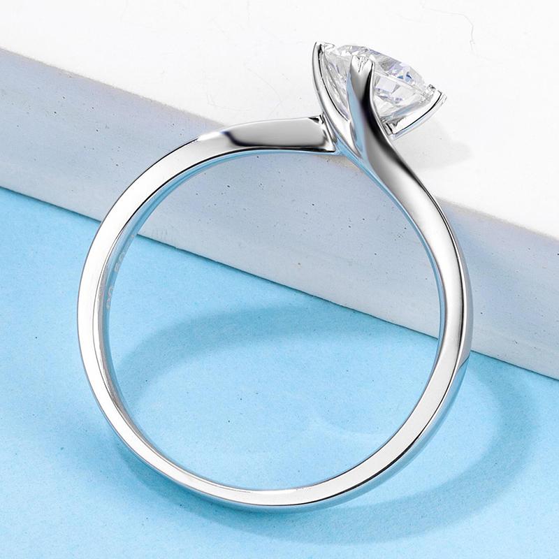 925 Sterling Silver Twisted Round 925 Sterling Silver Solitaire Ring 6