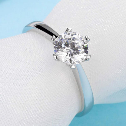 925 Sterling Silver Classic Round Cut CZ Six Prong Solitaire Ring 4