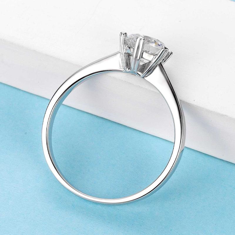 925 Sterling Silver Classic Round Cut CZ Six Prong Solitaire Ring 6