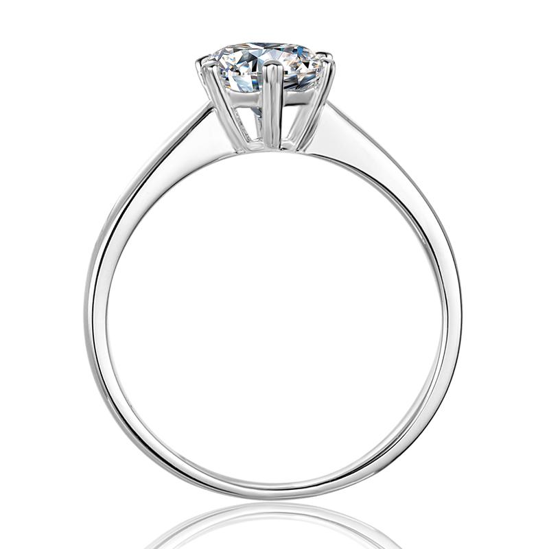 925 Sterling Silver Classic Round Cut CZ Six Prong Solitaire Ring 3