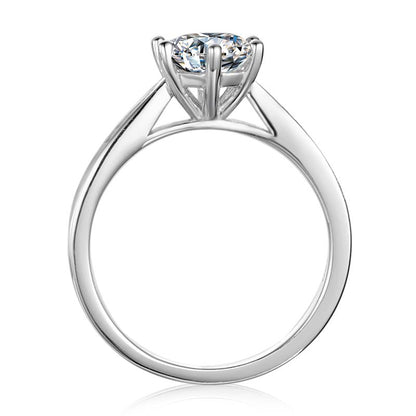 925 Sterling Silver Classic Round Cut CZ Six Prong Solitaire Ring 8