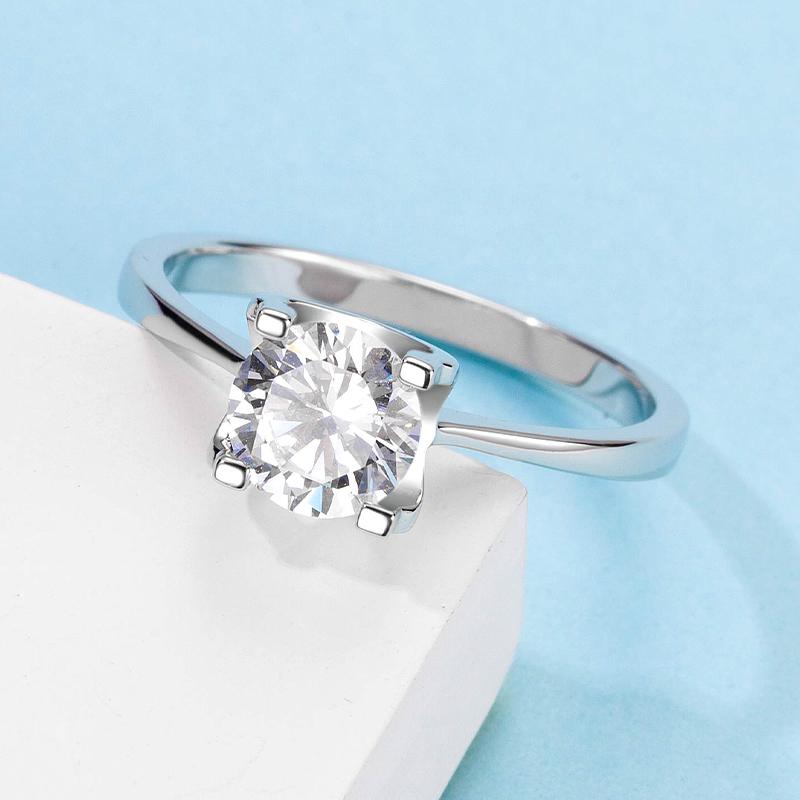 925 Sterling Silver Classic Round Cut CZ Solitaire Ring 5