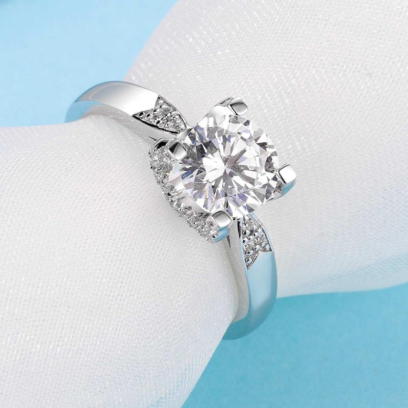 925 Sterling Silver Classic Round Cut CZ Micro Setting Solitaire Ring 4