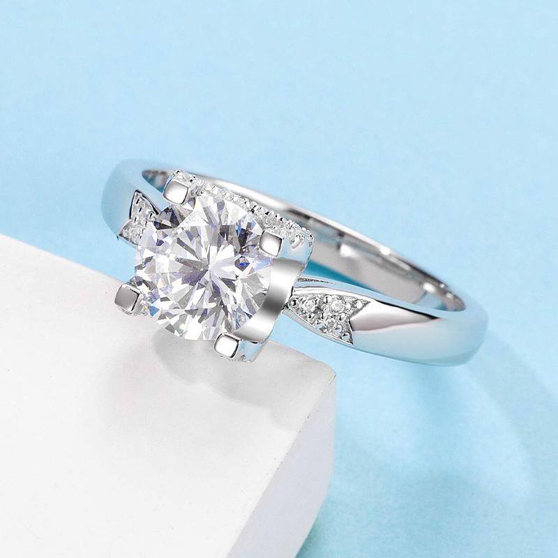 925 Sterling Silver Classic Round Cut CZ Micro Setting Solitaire Ring 5