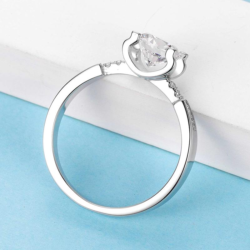 925 Silver Sterling Classic Round Cut CZ Micro Setting Solitaire Rings 6