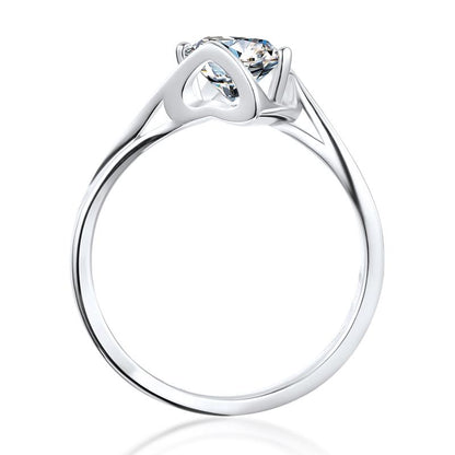 925 Sterling Silver Classic Round Cut CZ Angle Solitaire Rings 3