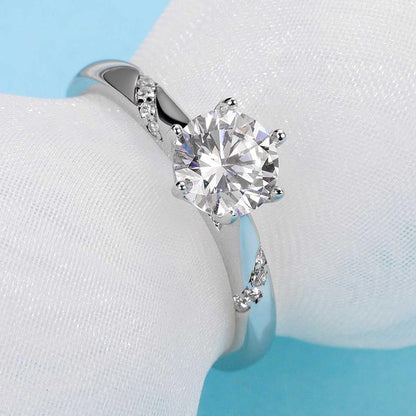 925 Sterling Silver  Classic Round Cut CZ Fashion Solitaire Ring 4