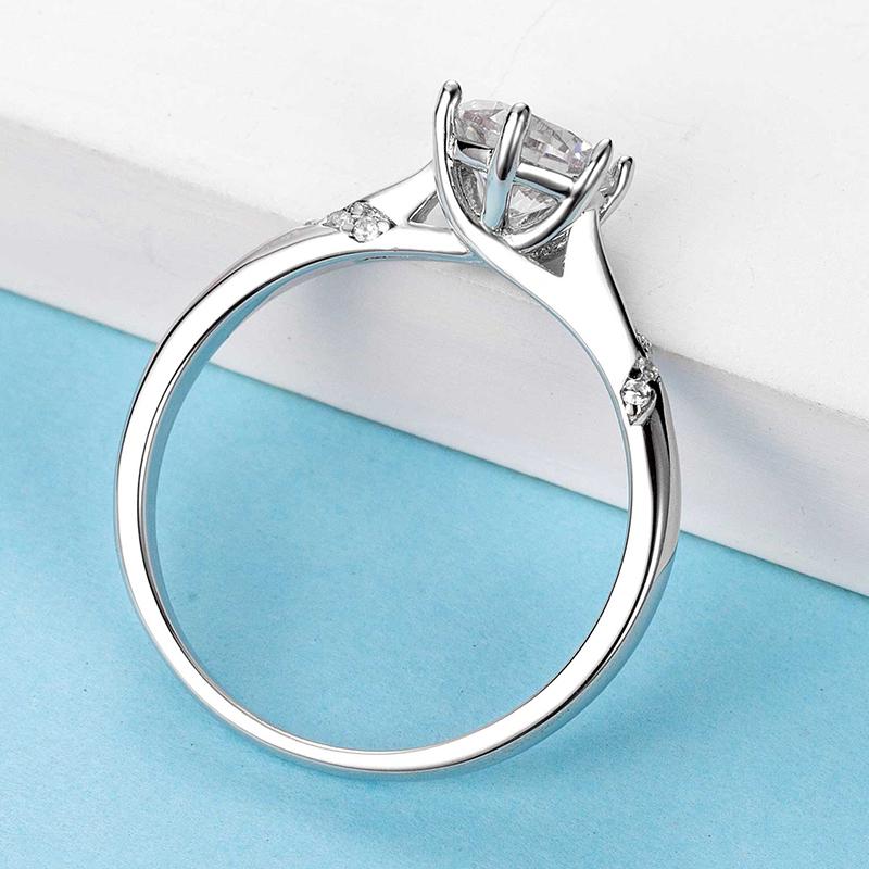 925 Sterling Silver  Classic Round Cut CZ Fashion Solitaire Ring 6