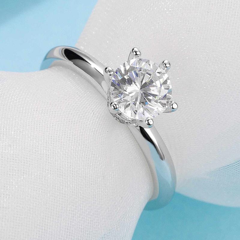 925 Sterling Silver Classic Round Cut CZ Fashion Solitaire Ring 5