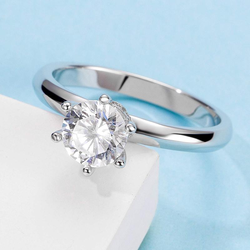 925 Sterling Silver Classic Round Cut CZ Fashion Solitaire Ring 6