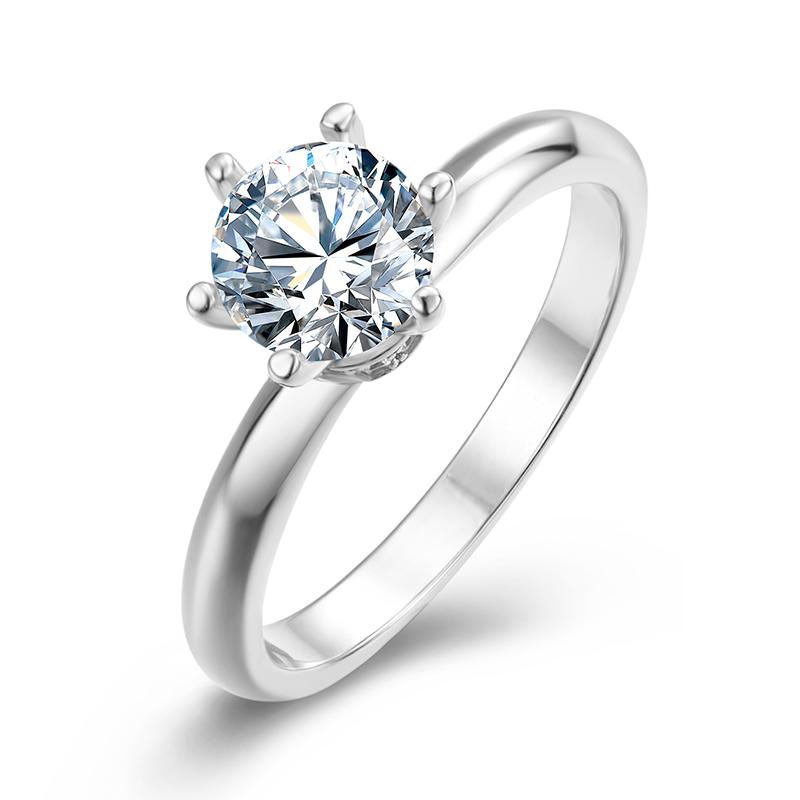 925 Sterling Silver Classic Round Cut CZ Fashion Solitaire Ring 1