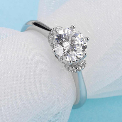 925 Sterling Silver  Classic Round Cut CZ Love Solitaire Ring 4