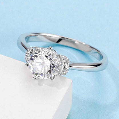 925 Sterling Silver  Classic Round Cut CZ Love Solitaire Ring 5