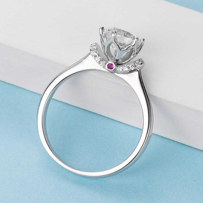 925 Sterling Silver  Classic Round Cut CZ Love Solitaire Ring 6