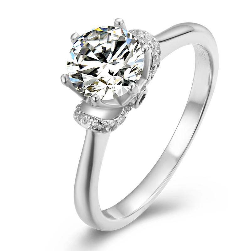 925 Sterling Silver  Classic Round Cut CZ Love Solitaire Ring 1