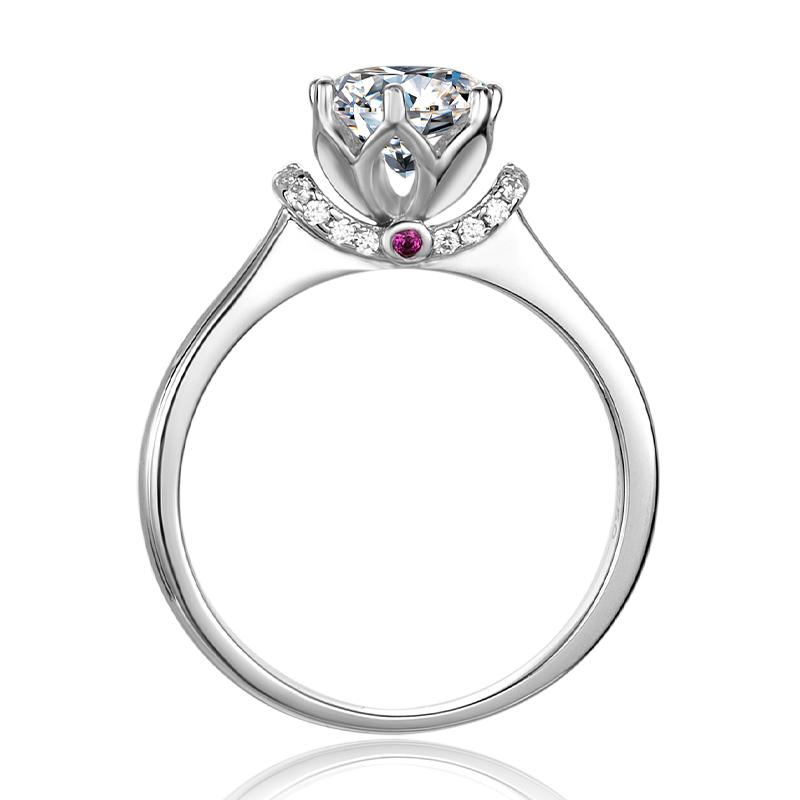 925 Sterling Silver  Classic Round Cut CZ Love Solitaire Ring 3