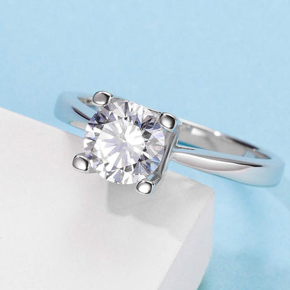 925 Sterling Silver  Classic Round Cut CZ HW Letter Solitaire Ring 5