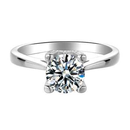 925 Sterling Silver  Classic Round Cut CZ HW Letter Solitaire Ring 2