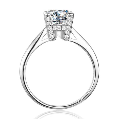 925 Sterling Silver  Classic Round Cut CZ HW Letter Solitaire Ring 3