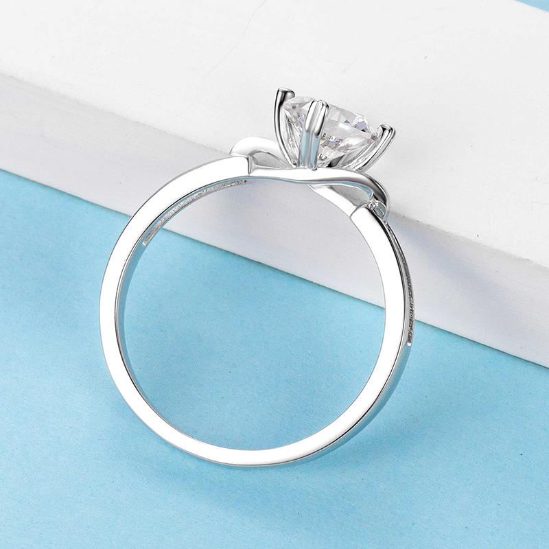 925 Sterling Silver Classic Round Cut CZ Butterfly Solitaire Ring 6