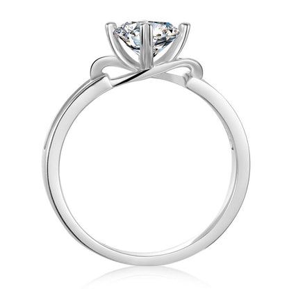 925 Sterling Silver Classic Round Cut CZ Butterfly Solitaire Ring 3