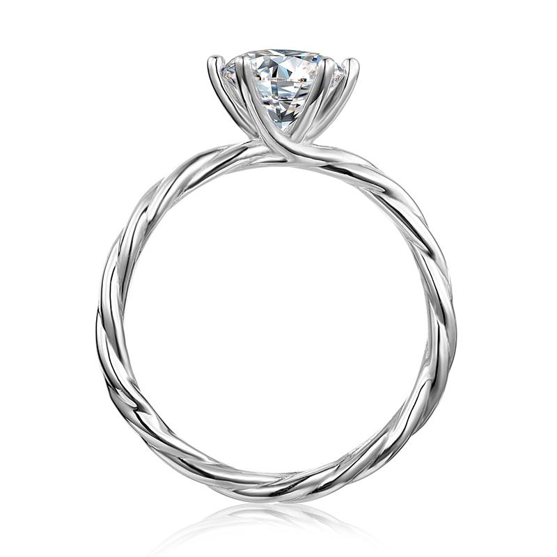 925 Sterling Silver Classic Round Cut CZ Diamond Vine Solitaire Ring 3