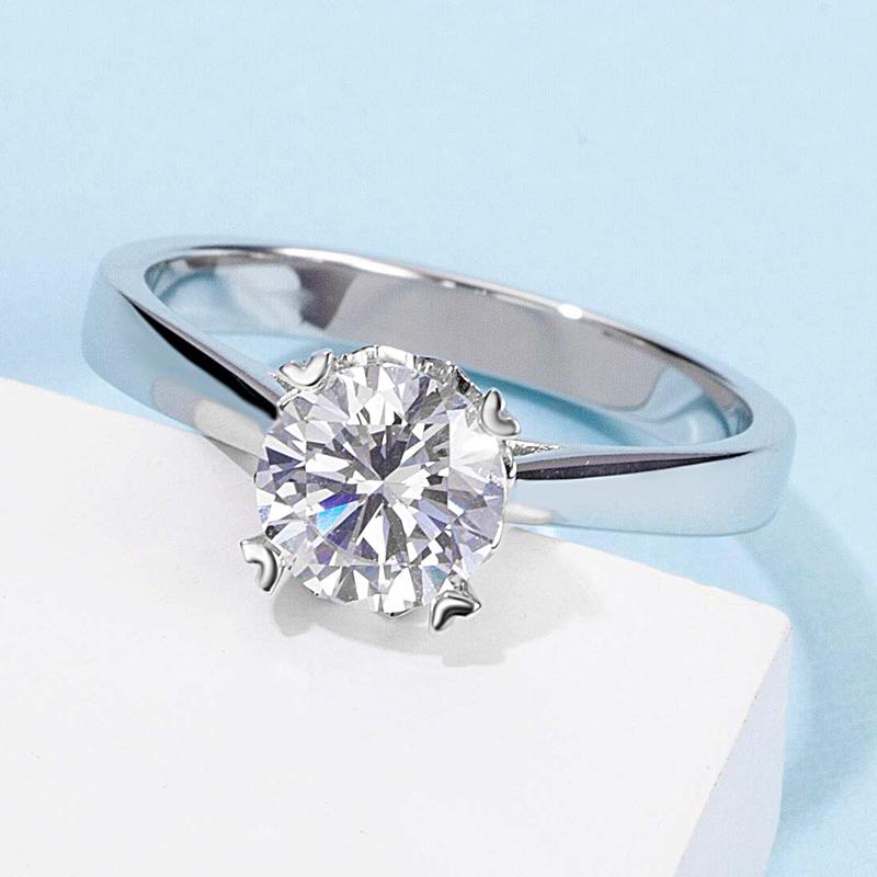 925 Sterling Silver Classic Round Cut CZ Love Solitaire Rings 5