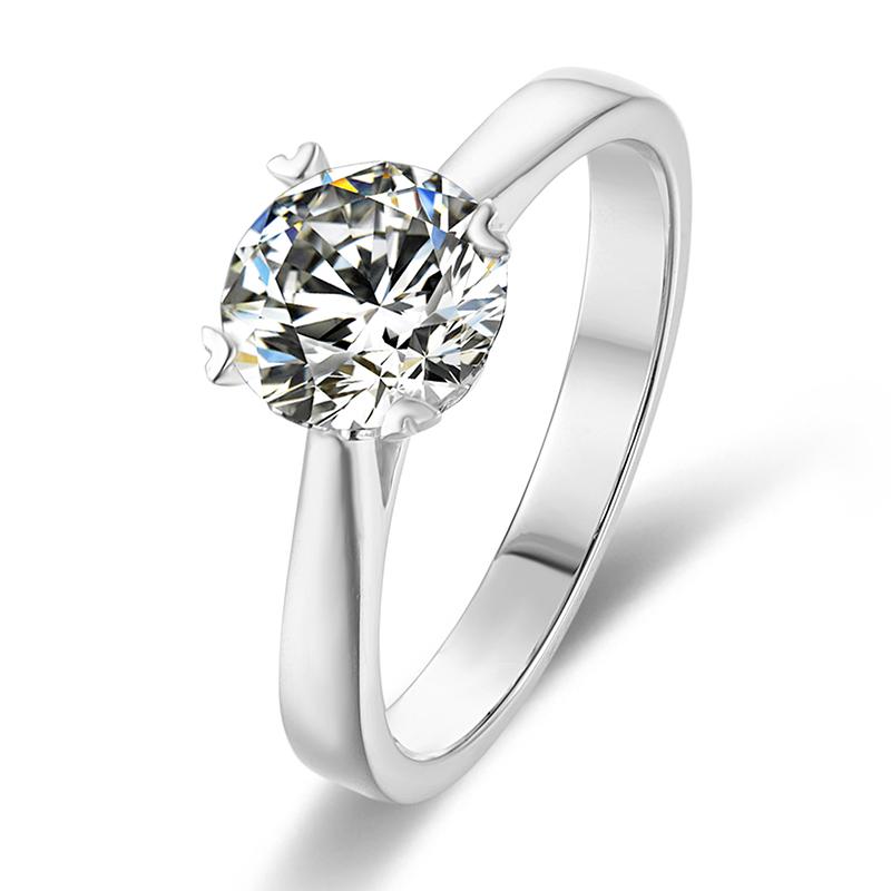 925 Sterling Silver Classic Round Cut CZ Love Solitaire Rings 1