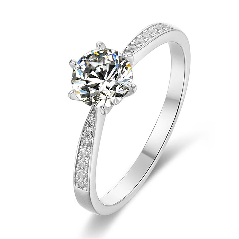 925 Sterling Silver Classic Round Cut CZ Fashion Solitaire Rings 1