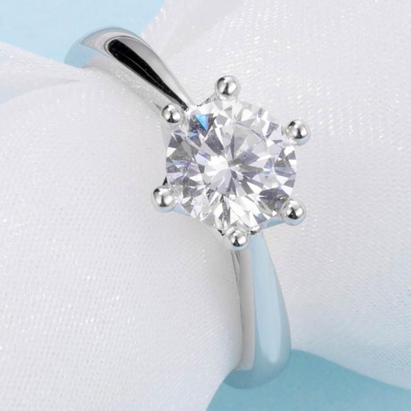 925 Sterling Silver  Classic Round Cut CZ Diamond Crown Solitaire Rings 4