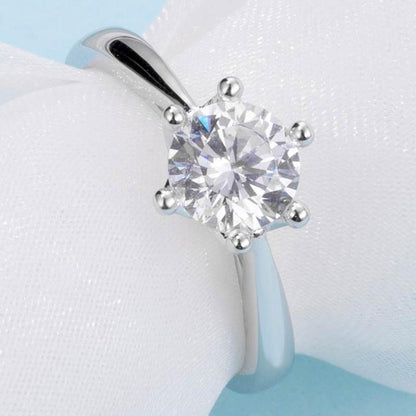 925 Sterling Silver  Classic Round Cut CZ Diamond Crown Solitaire Rings 4