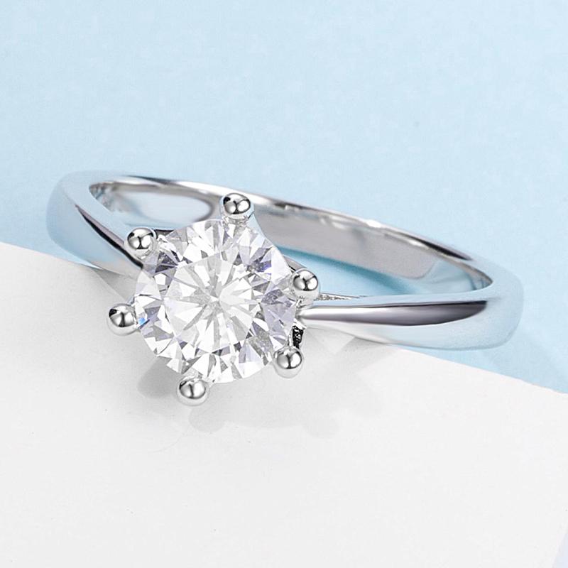 925 Sterling Silver  Classic Round Cut CZ Diamond Crown Solitaire Rings 5