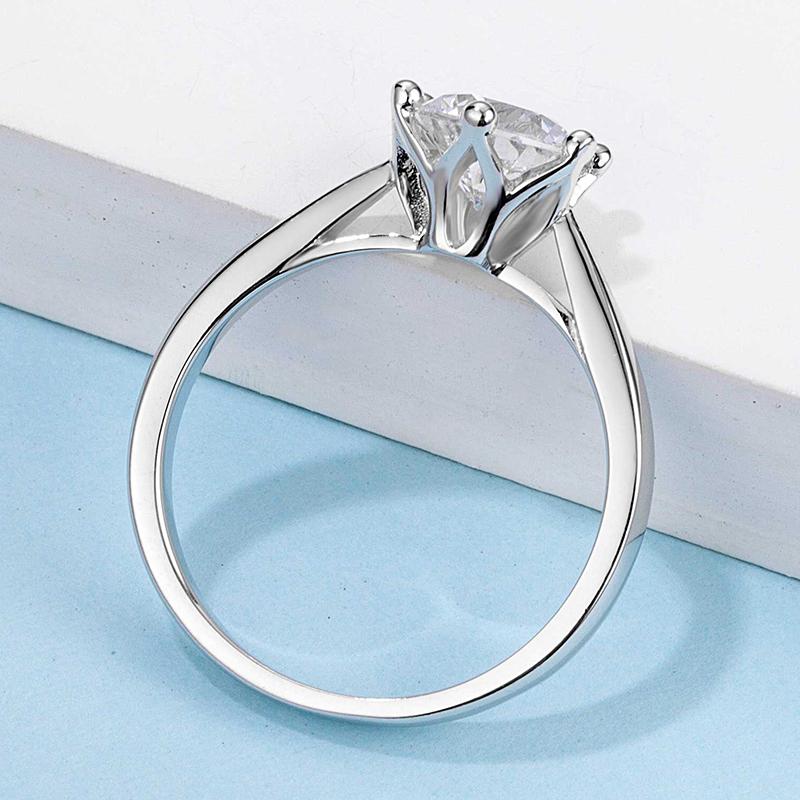 925 Sterling Silver  Classic Round Cut CZ Diamond Crown Solitaire Rings 6